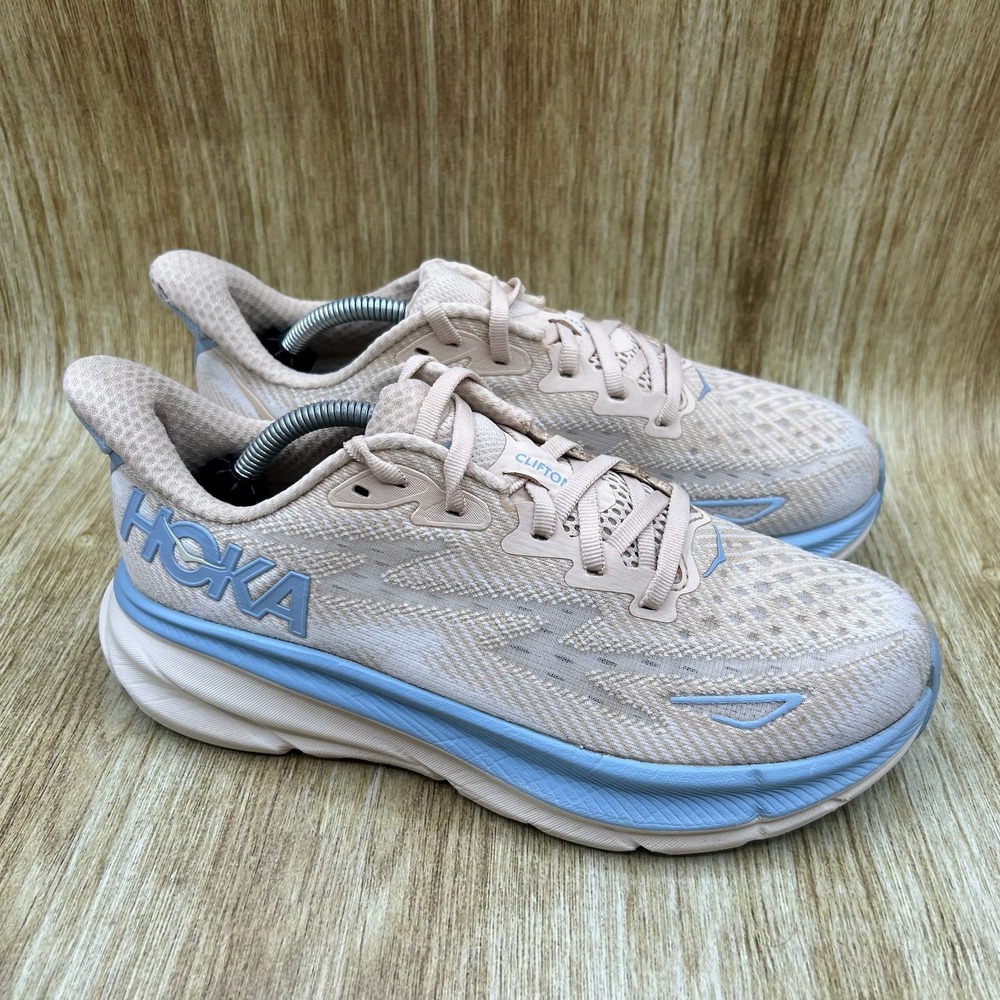 Hoka One One Clifton 9 Women's 7.5 Oak Alabaster Blue Running Shoes 1127896 OKLB